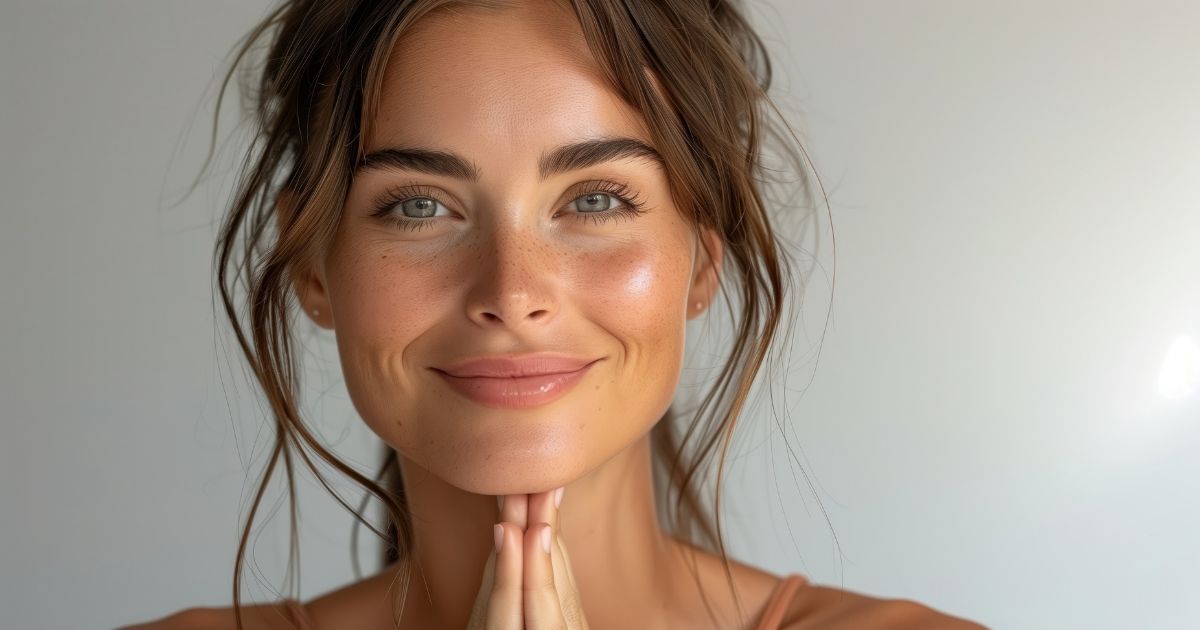 Blog-Totality Medispa-Best Treatments for Sun Damage & Brown Spots Your Guide to Clearer, More Even Skin Smiling woman with freckles and clear, glowing skin.
